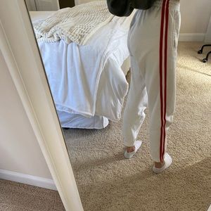 White Joggers With Red Stripe